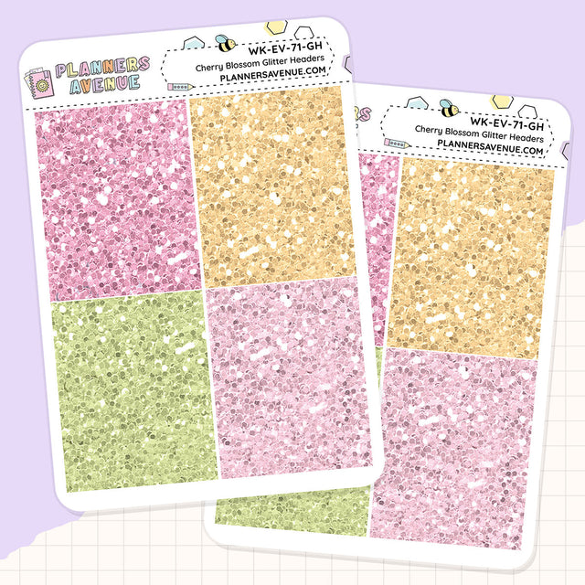 Cherry Blossoms Glitter Header Planner Stickers