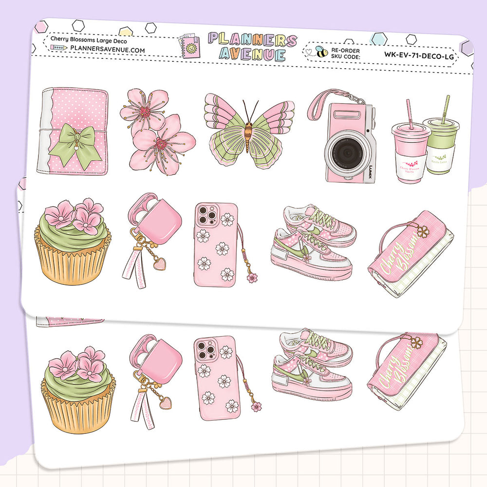 Cherry Blossoms Deluxe Decorative Planner Sticker