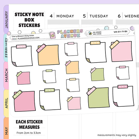 Cherry Blossoms Sticky Notes Planner Stickers