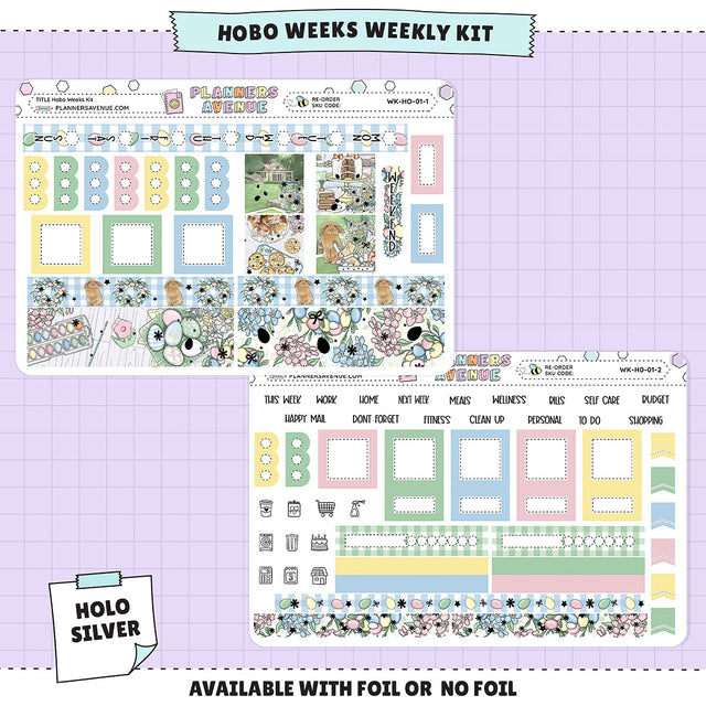 Sugar Bunny Hobonichi Weeks Sticker Foiled Kit (HOLO SILVER FOIL)