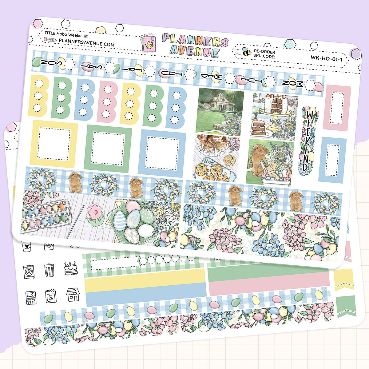 Sugar Bunny Hobonichi Weeks Sticker Foiled Kit