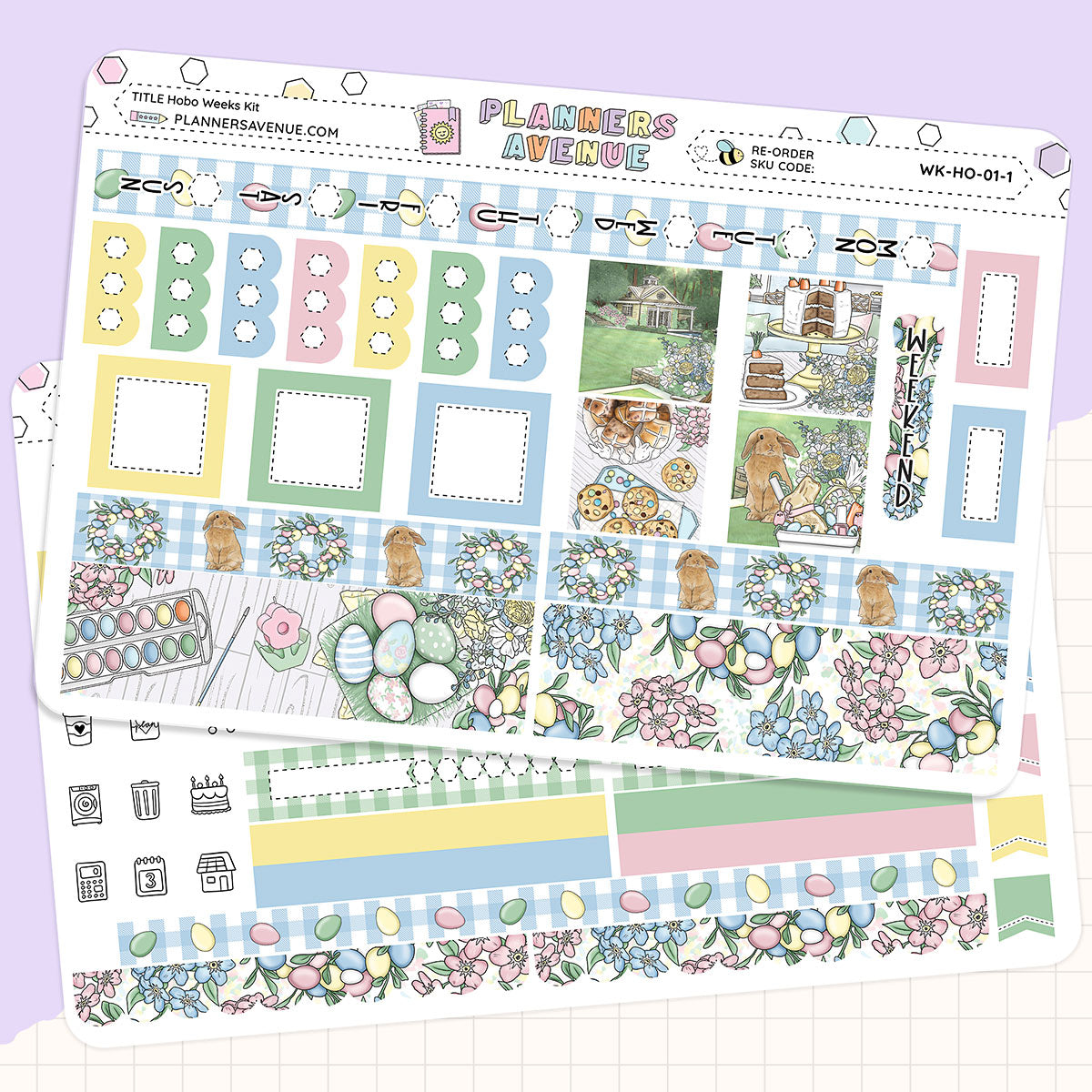 Sugar Bunny Hobonichi Weeks Sticker Foiled Kit (HOLO SILVER FOIL)