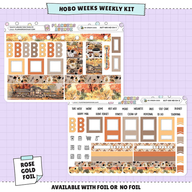 Autumn Lake Hobonichi Weeks Sticker Foiled Kit (ROSE GOLD FOIL)