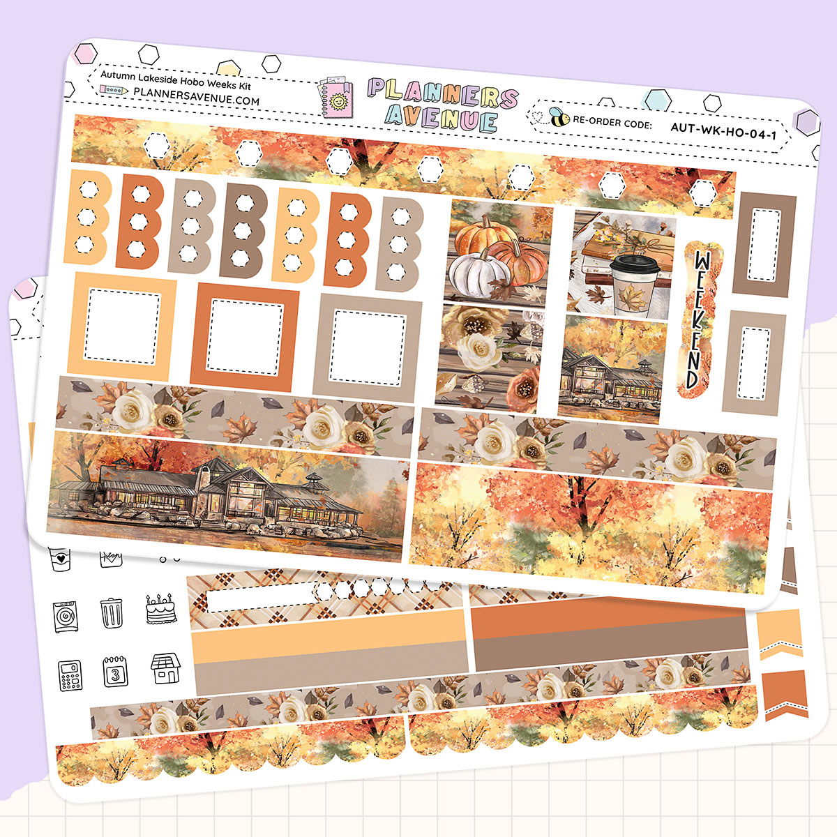 Autumn Lake Hobonichi Weeks Sticker Foiled Kit