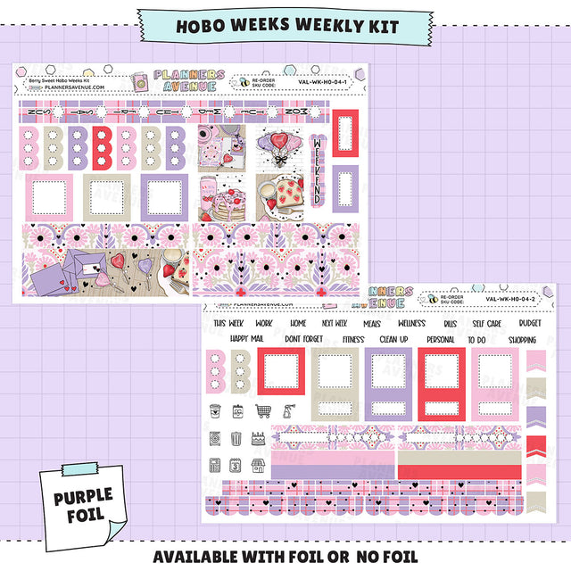 Berry Sweet Hobonichi Weeks Sticker Foiled Kit (PURPLE FOIL)