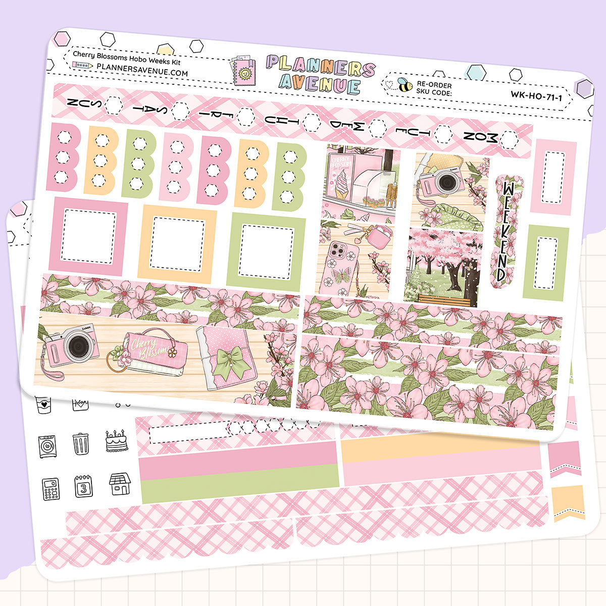 Cherry Blossoms Hobonichi Weeks Sticker Foiled Kit
