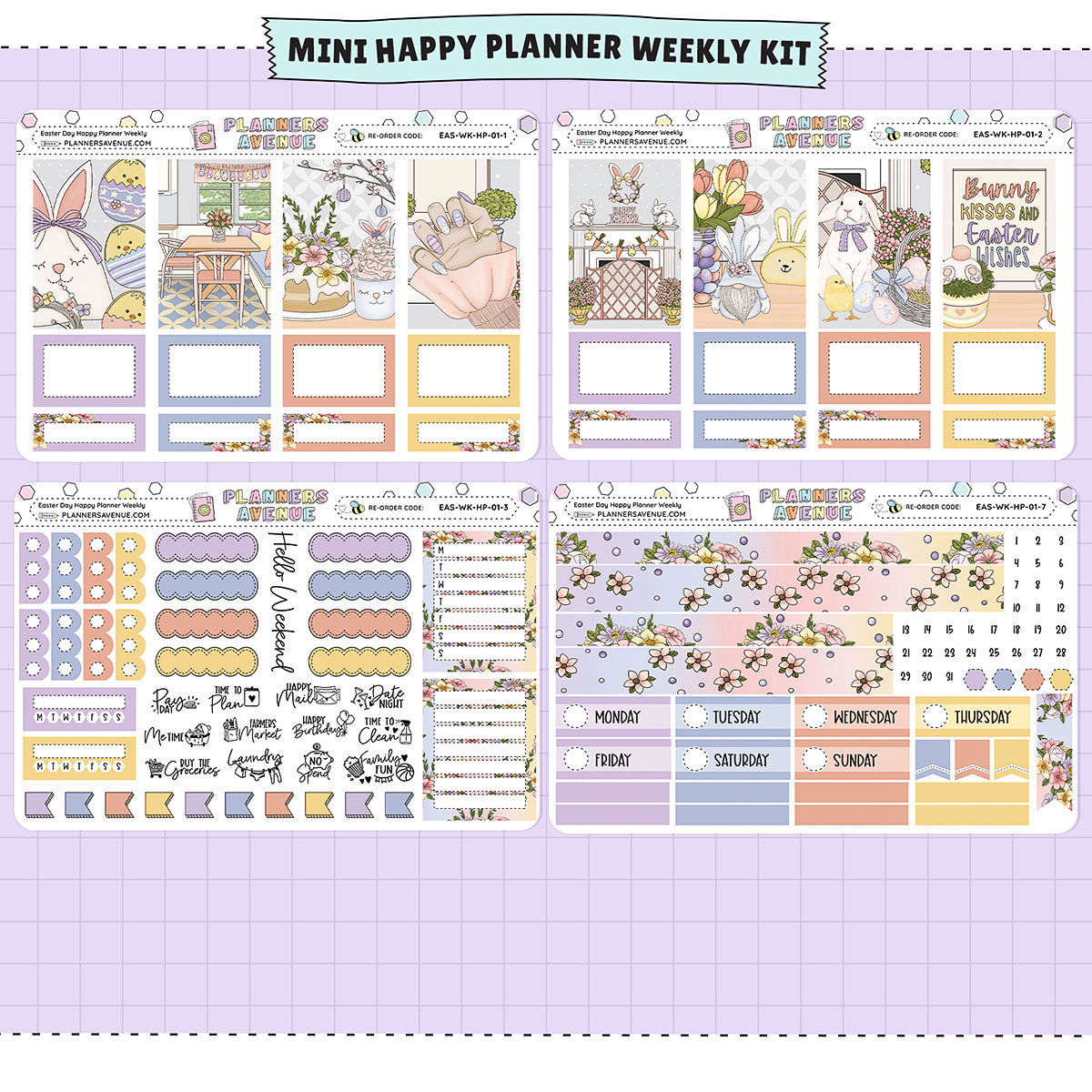 Easter Day Happy Planner Weekly Sticker Foiled Kit (GOLD FOIL)
