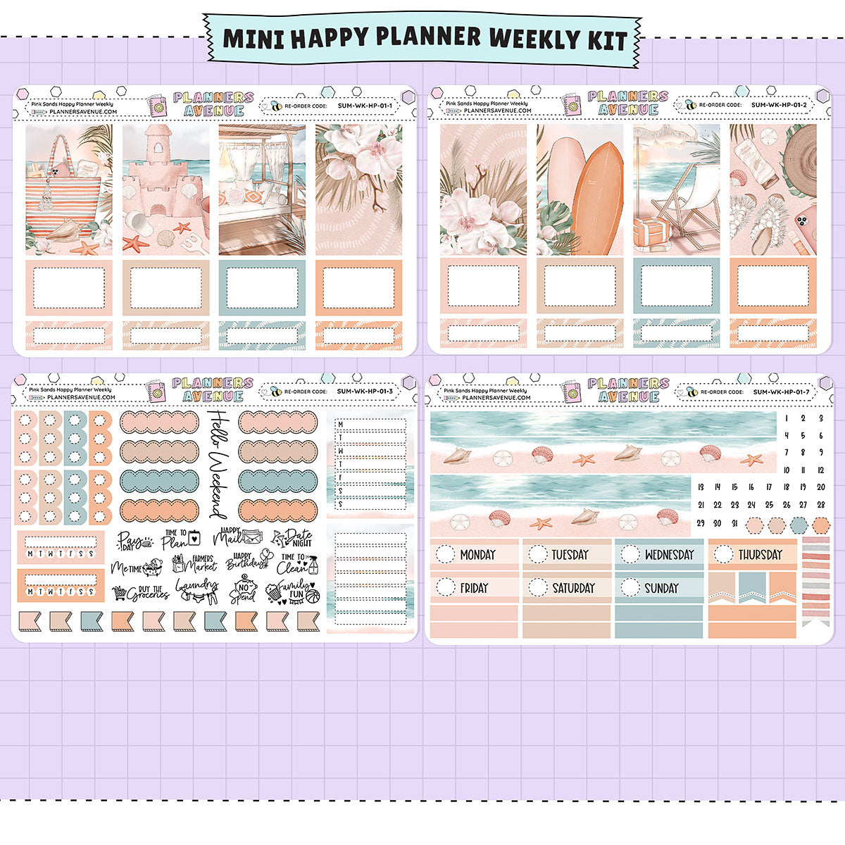 Pink Sands Happy Planner Weekly Sticker Foiled Kit (HOLO GOLD FOIL)