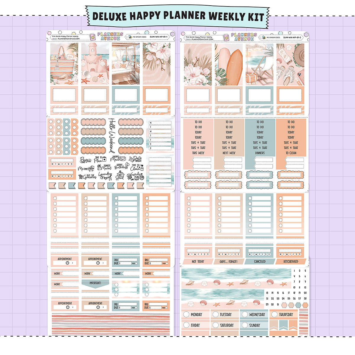 Pink Sands Happy Planner Weekly Sticker Foiled Kit (HOLO GOLD FOIL)