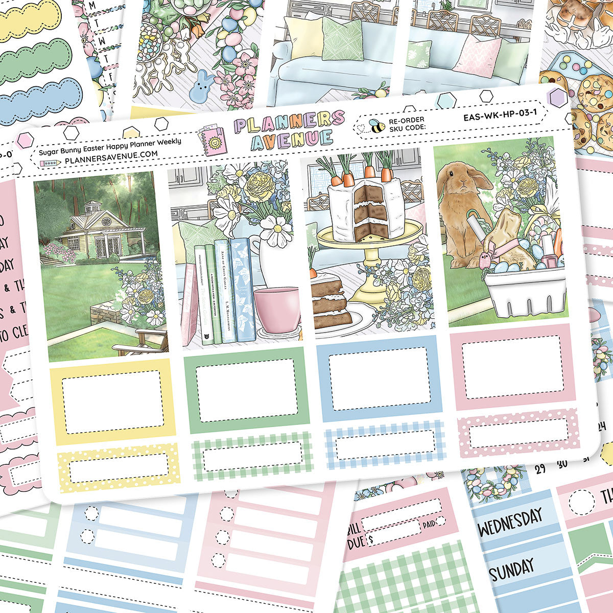 Sugar Bunny Happy Planner Weekly Sticker Foiled Kit