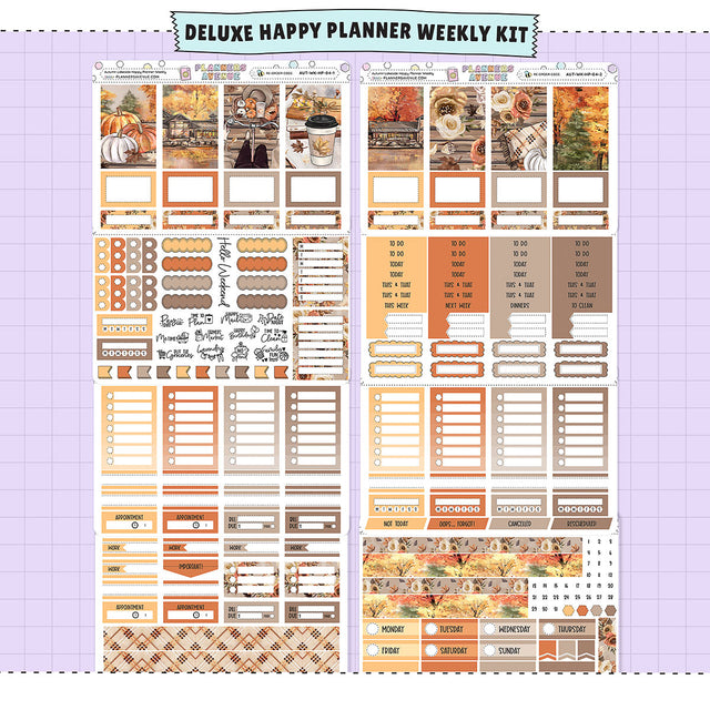 Autumn Lake Happy Planner Weekly Sticker Foiled Kit (ROSE GOLD FOIL)