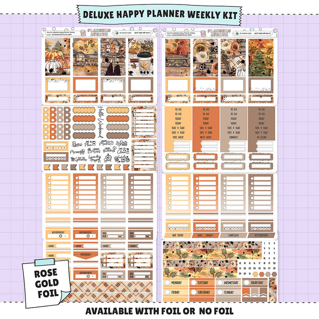 Autumn Lake Happy Planner Weekly Sticker Foiled Kit (ROSE GOLD FOIL)