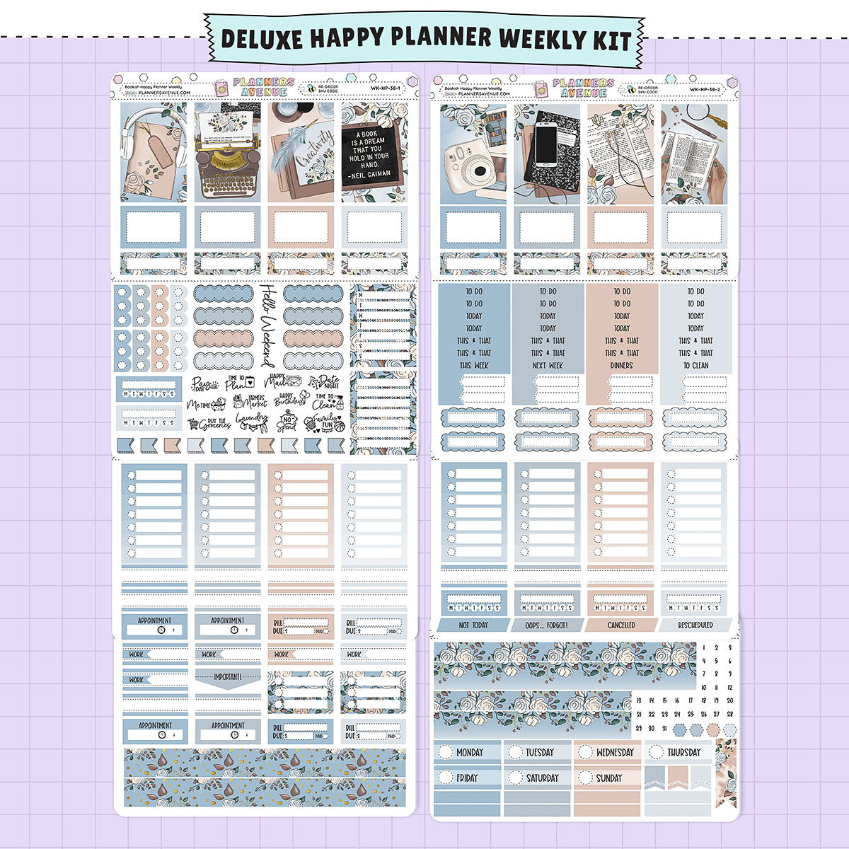 Bookish Happy Planner Weekly Sticker Kit no foil