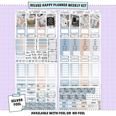 Bookish Happy Planner Weekly Sticker Foiled Kit with SILVER FOIL