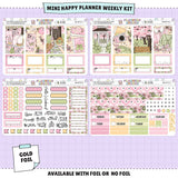 Cherry Blossoms Happy Planner Weekly Sticker Foiled Kit (GOLD FOIL)