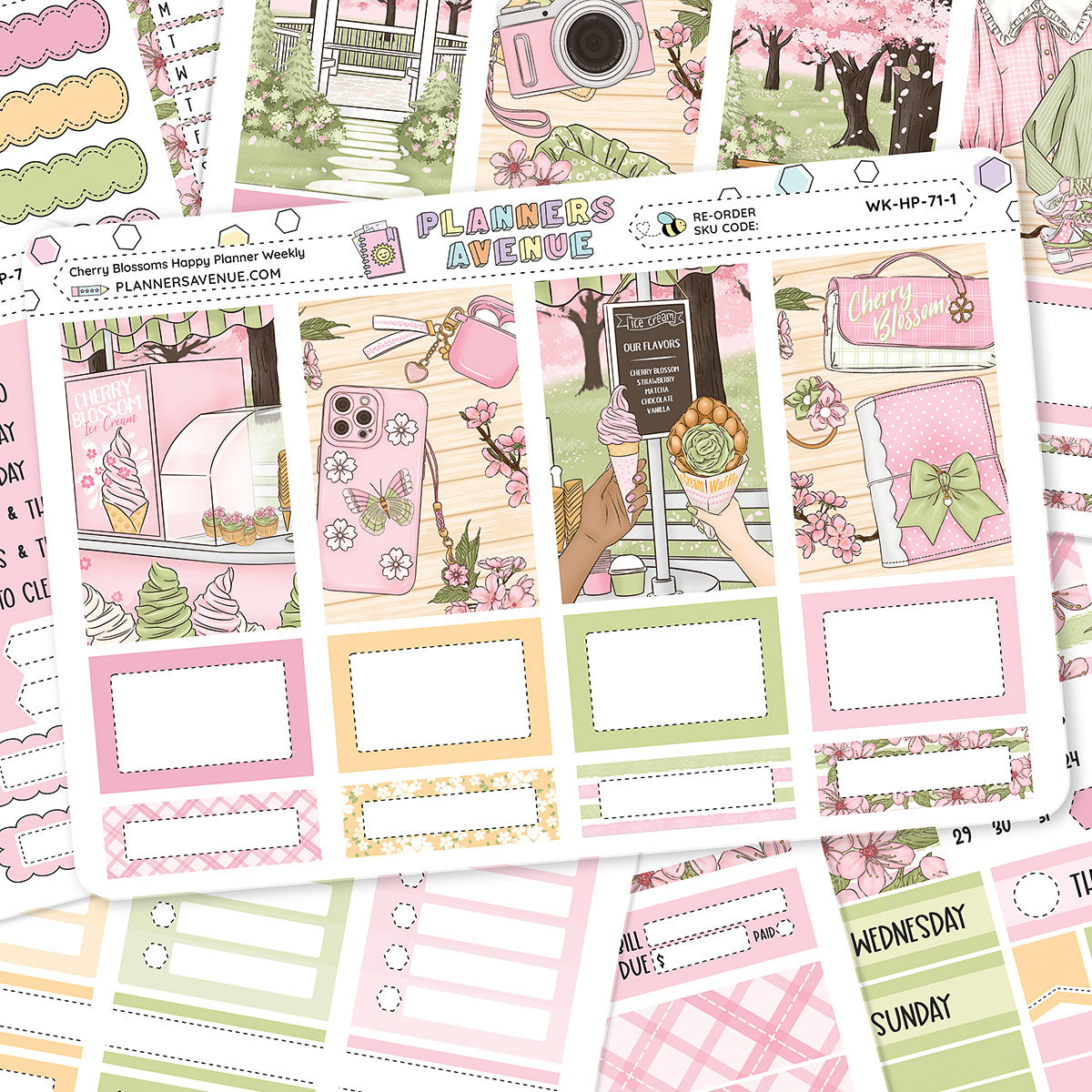 Cherry Blossoms Happy Planner Weekly Sticker Foiled Kit