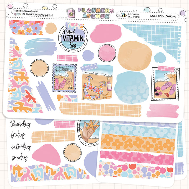 Seaside Brush Stroke + Torn Washi Strips Stickers