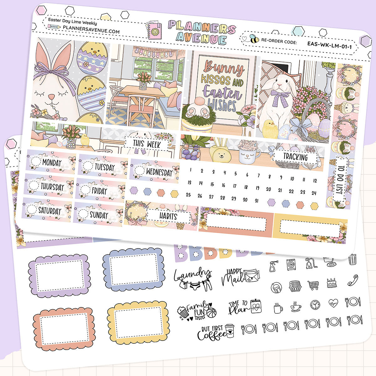 Easter Day Lime Weekly Planner Sticker Foiled Kit