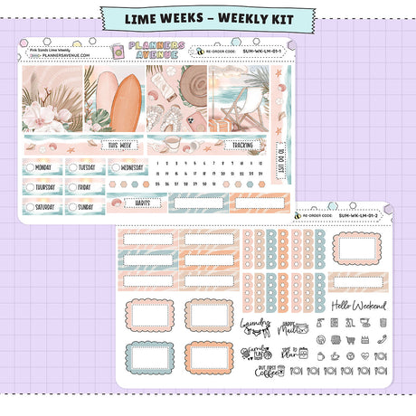 Pink Sands Lime Weekly Planner Sticker Foiled Kit (HOLO GOLD FOIL)