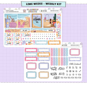 Seaside Lime Weekly Planner Sticker Foiled Kit (HOLO SILVER FOIL)