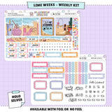 Seaside Lime Weekly Planner Sticker Foiled Kit (HOLO SILVER FOIL)