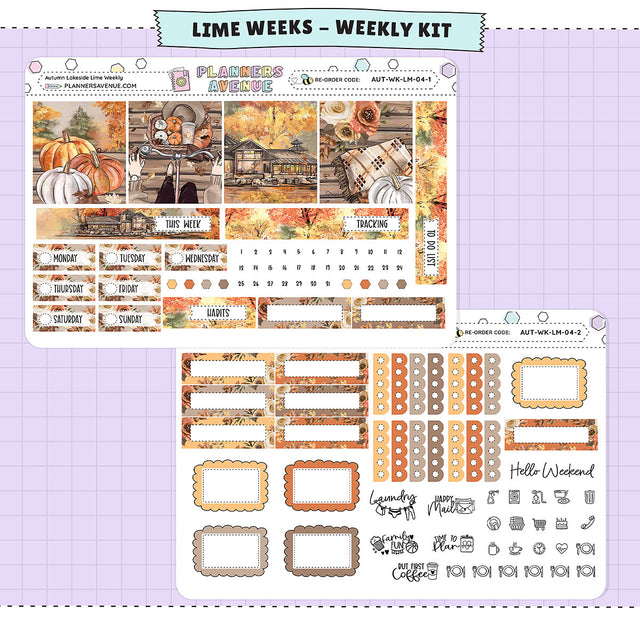 Autumn Lake Lime Weekly Planner Sticker Foiled Kit (ROSE GOLD FOIL)