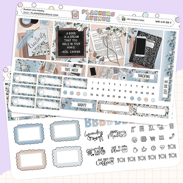 Bookish Lime Weekly Planner Sticker Foiled Kit (Silver Foil)