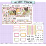 Cherry Blossoms Lime Weekly Planner Sticker Foiled Kit (GOLD FOIL)