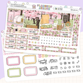 Cherry Blossoms Lime Weekly Planner Sticker Foiled Kit (GOLD FOIL)