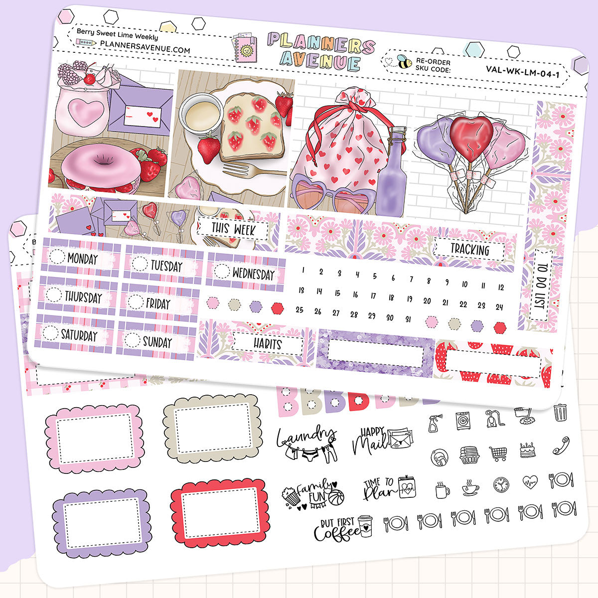 Berry Sweet Lime Weekly Planner Sticker Foiled Kit
