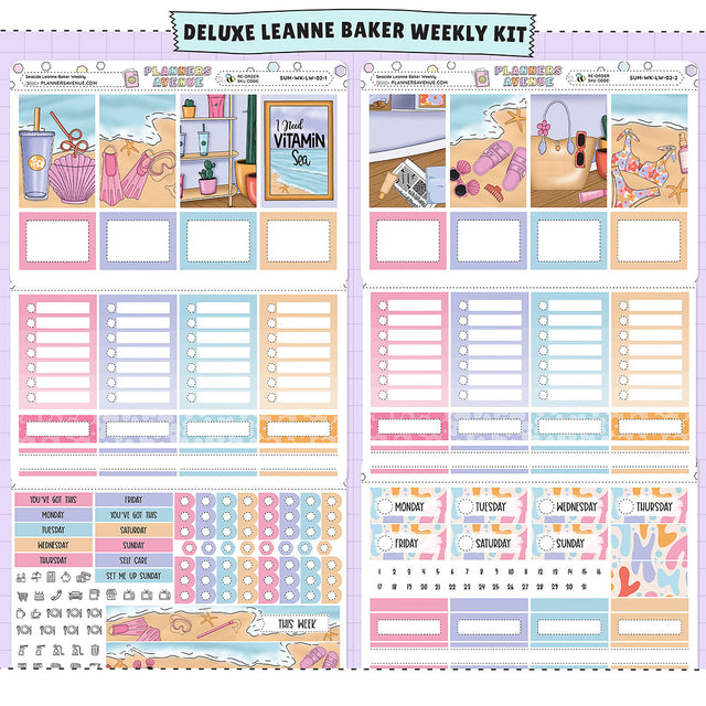 Seaside Leanne Baker Weekly Sticker Foiled Kit (HOLO SILVER FOIL)