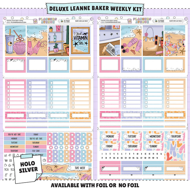 Seaside Leanne Baker Weekly Sticker Foiled Kit (HOLO SILVER FOIL)