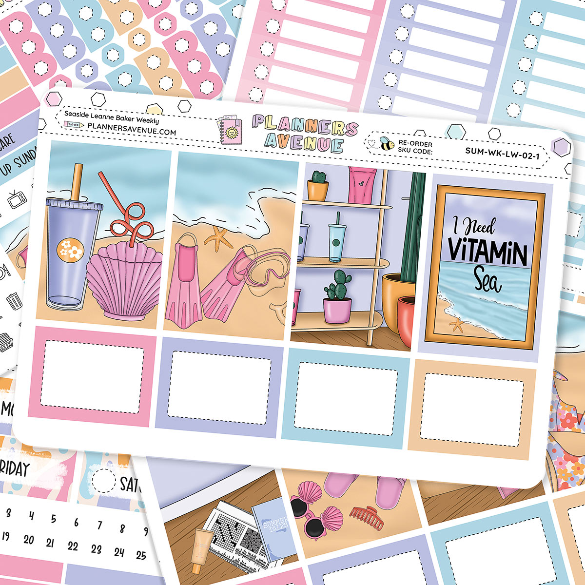 Seaside Leanne Baker Weekly Sticker Foiled Kit | Planners Avenue