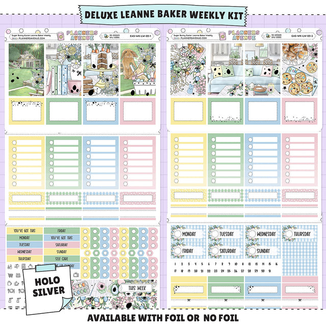 Sugar Bunny Leanne Baker Weekly Sticker Foiled Kit (HOLO SILVER FOIL)