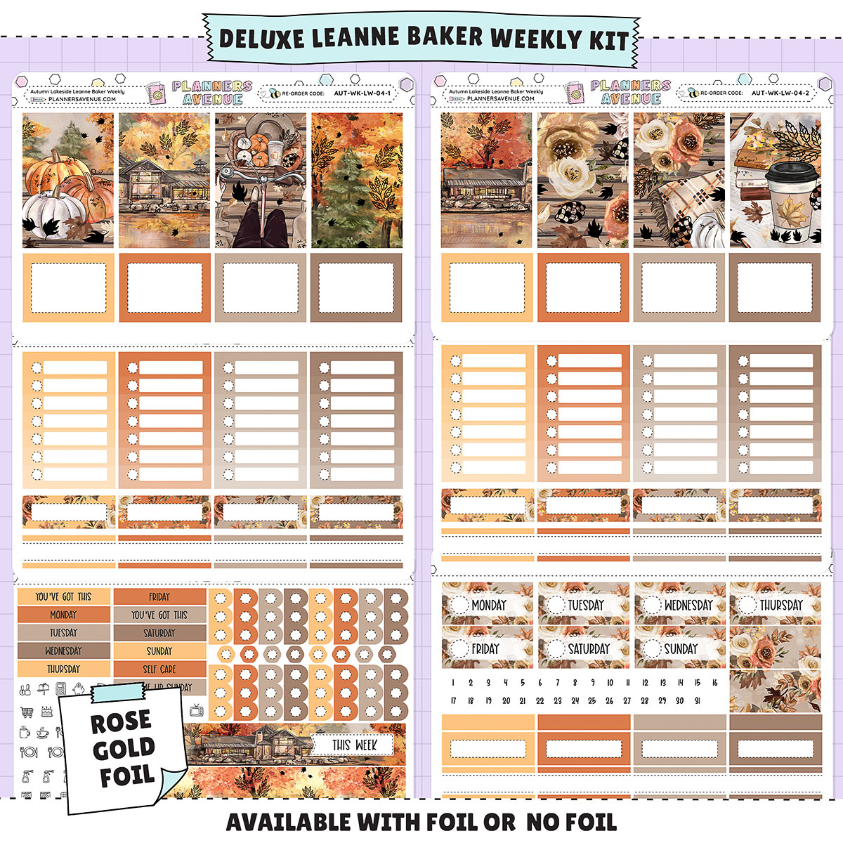 Autumn Lake Leanne Baker Weekly Sticker Foiled Kit (ROSE GOLD FOIL)
