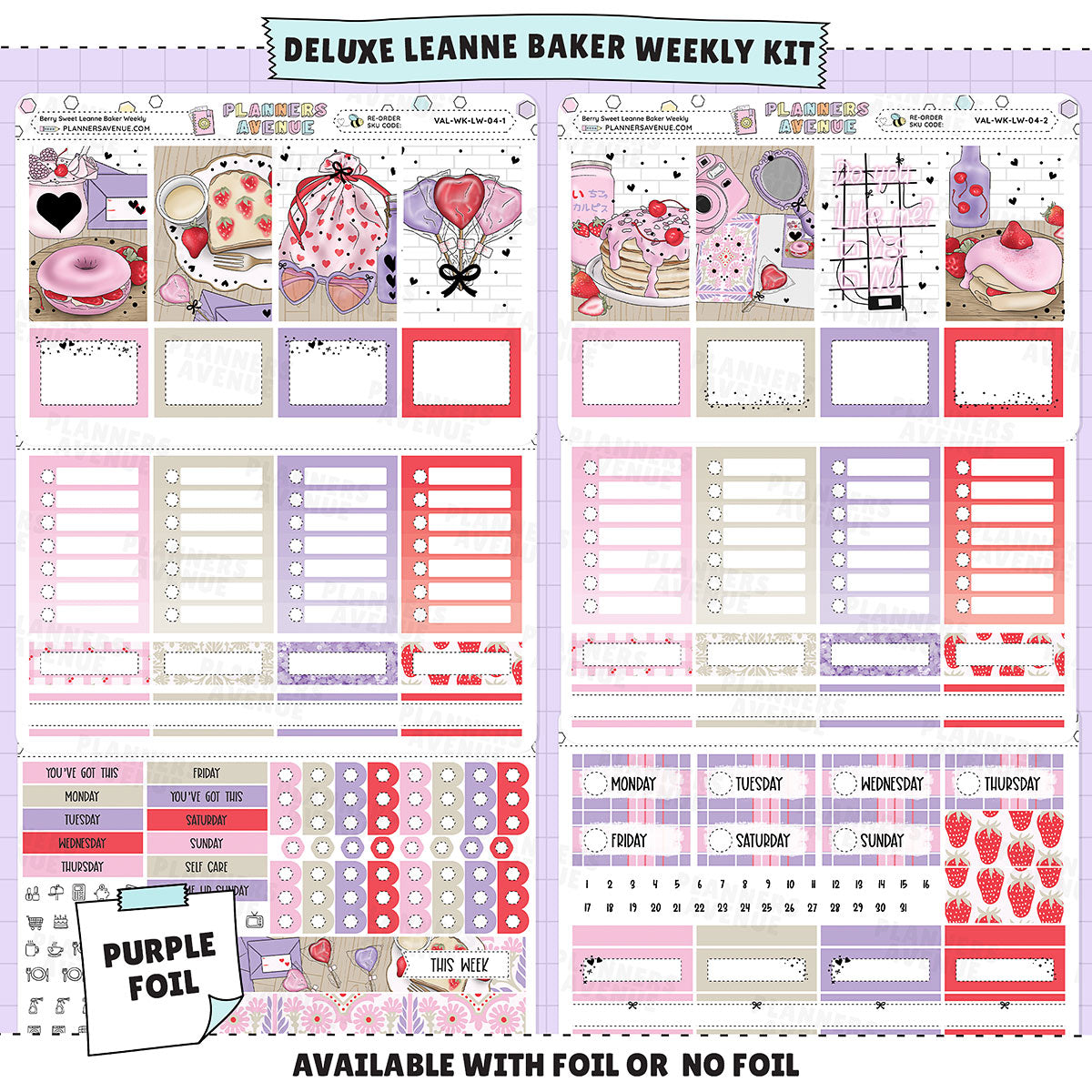 Berry Sweet Leanne Baker Weekly Sticker Foiled Kit (PURPLE FOIL)
