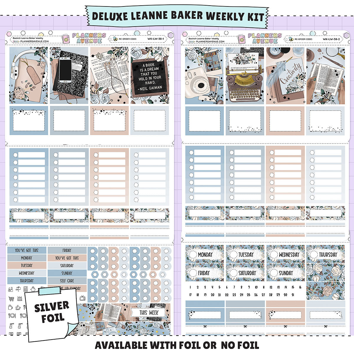 Bookish Leanne Baker Weekly Sticker Foiled Kit deluxe with silver foil