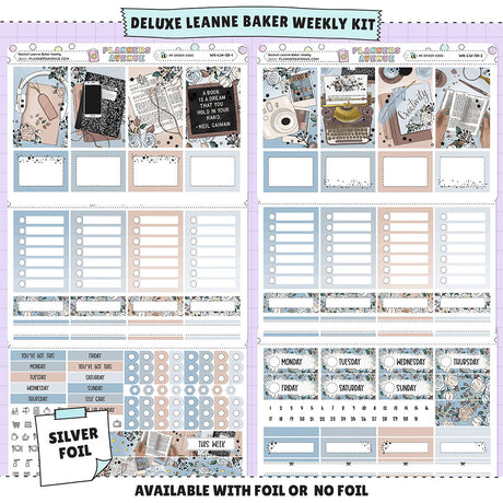 Bookish Leanne Baker Weekly Sticker Foiled Kit deluxe with silver foil