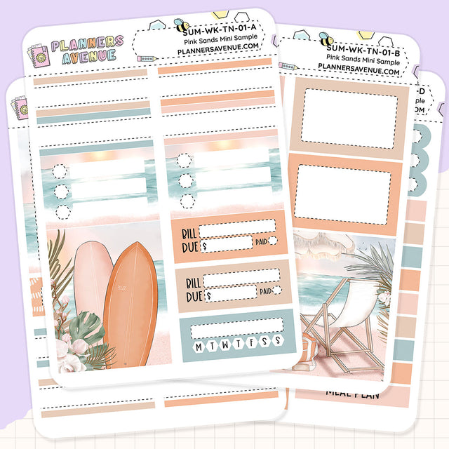 Pink Sands Mini Sampler Weekly Sticker Foil Kit (HOLO GOLD FOIL)