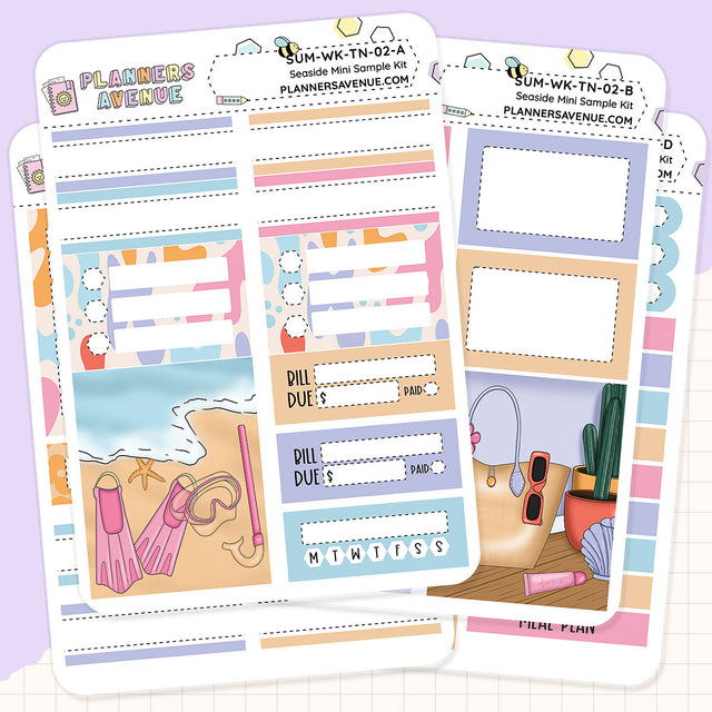 Seaside Mini Sampler Weekly Sticker Foil Kit (HOLO SILVER FOIL)