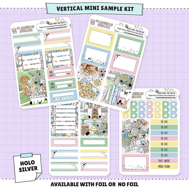 Sugar Bunny Mini Sampler Weekly Sticker Foil Kit (HOLO SILVER FOIL)