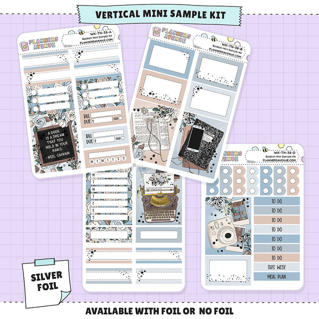 Bookish Mini Sampler Weekly Sticker Foil Kit with SILVER FOIL