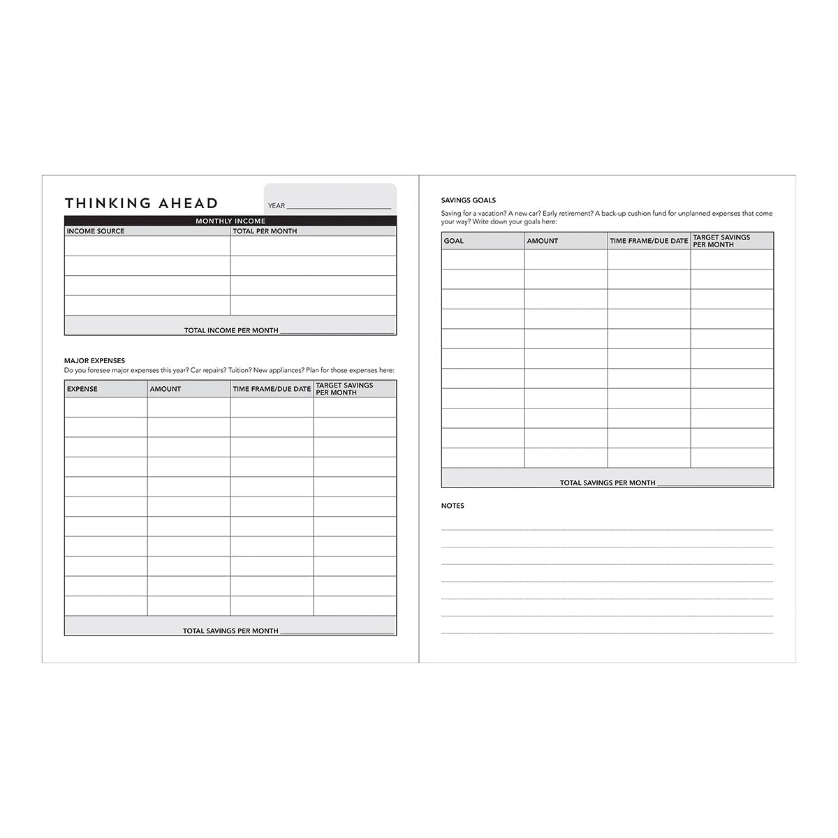 Undated Weekly Budget Planner