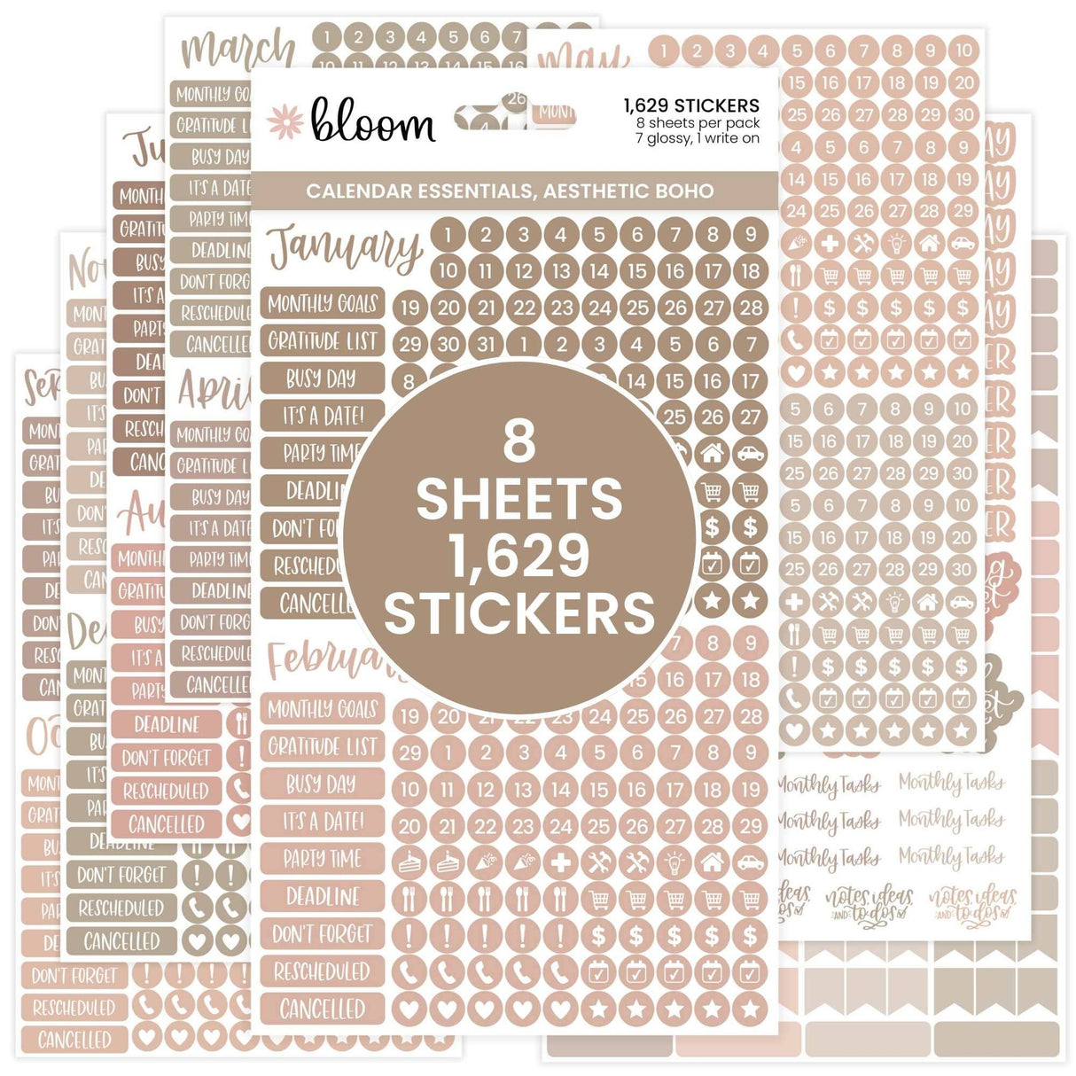 Date Day Months Stickers - Bloom Daily Planners