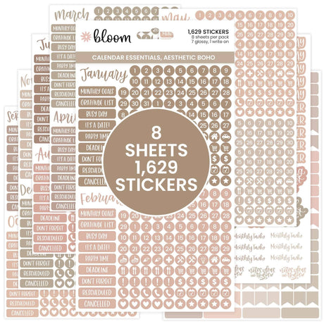 Date Day Months Stickers - Bloom Daily Planners