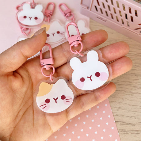 Baby Cat & Baby Rabbit Keychain by Cherry Rabbit