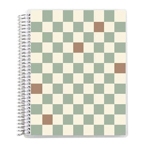 Erin Condren 7x9 Simple Checkered Coiled Notebook - Lined Checkered notebook with a spiral binding on a white background