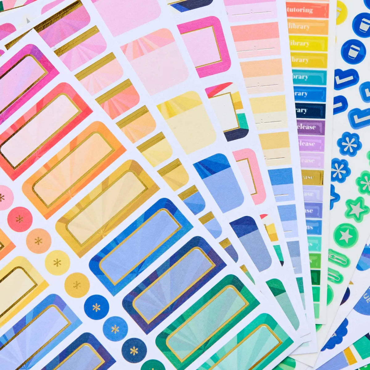 Erin Condren sticker book: Sheets of colourful labels, icons and functional stickers