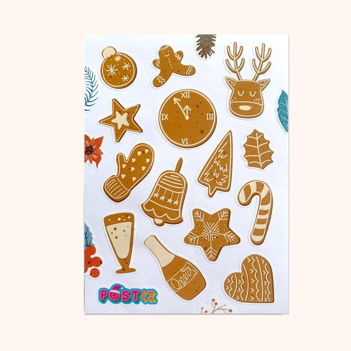 Christmas Gingerbread Cookies Glitter Sticker Sheet