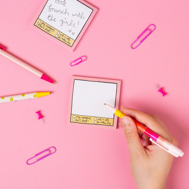 Pink Grid Memo Pad